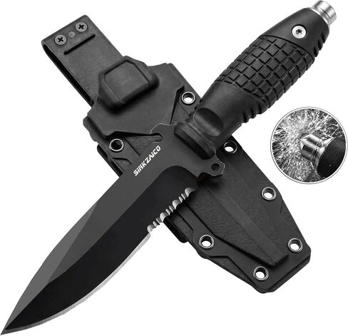 SK5 Fixed Blade Knife 14C28N Black Stonewashed Steel Blade Nylon Fiberglass Handle Full Tang Knife with Kydex Sheath for Outdoor Camping Hunting Working(Black) in Saudi Arabia