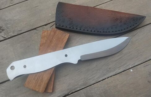 Hand Crafted 9" Stainless Steel Outdoor Hunter knife, Blank blade, DIY, Knife making tools, Camping, Survival, EDC, Best Gift, complete Knife Making Kit (Blade, wood Scale & Leather Sheath) in Saudi Arabia