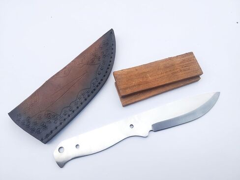Hand Crafted 9" Stainless Steel Outdoor Hunter knife, Blank blade, DIY, Knife making tools, Camping, Survival, EDC, Best Gift, complete Knife Making Kit (Blade, wood Scale & Leather Sheath) in Saudi Arabia
