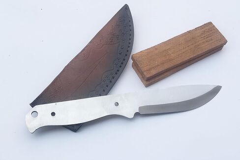 Hand Crafted 9" Stainless Steel Outdoor Hunter knife, Blank blade, DIY, Knife making tools, Camping, Survival, EDC, Best Gift, complete Knife Making Kit (Blade, wood Scale & Leather Sheath) in Saudi Arabia