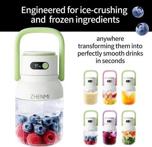 Portable Blender for Smoothies & Shakes, 34oz Rechargeable Personal Mixer with 12 Stainless Steel Blades for Ice Crushing, Cordless Travel Design, LED Display, BPA-Free, Dishwasher Safe in Saudi Arabia