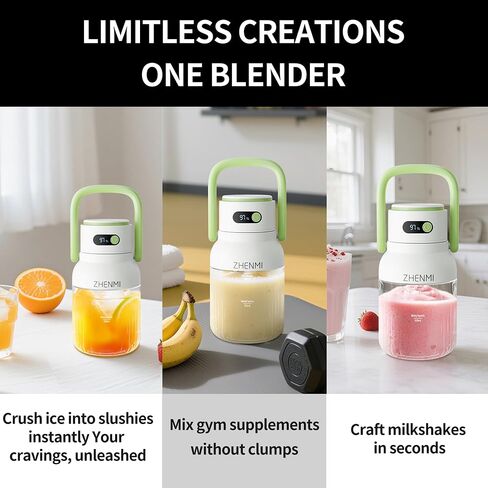 Portable Blender for Smoothies & Shakes, 34oz Rechargeable Personal Mixer with 12 Stainless Steel Blades for Ice Crushing, Cordless Travel Design, LED Display, BPA-Free, Dishwasher Safe in Saudi Arabia