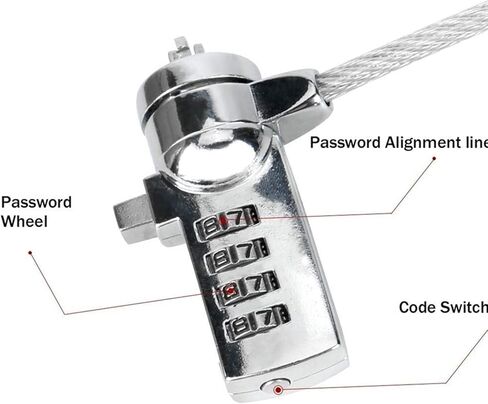 Chain Lock 4 Digit Password Notebook Laptop Computer Security Lock Cable Chain for Laptop Notebook PC Anti-Theft keyless Entry Door Lock in Saudi Arabia