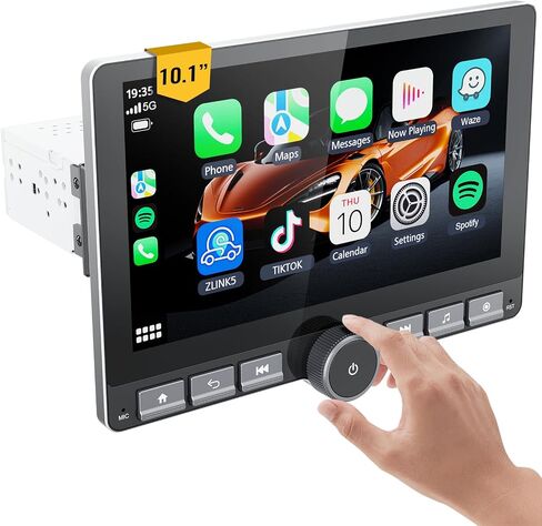 Haudio 10.1 Inch Single Din Car Stereo,Wireless Apple Carplay Android Auto,Android Car Stereo 2G+64G, Built-in GPS/Wi-Fi/Mirror Link, Includes Backup Camera in Saudi Arabia