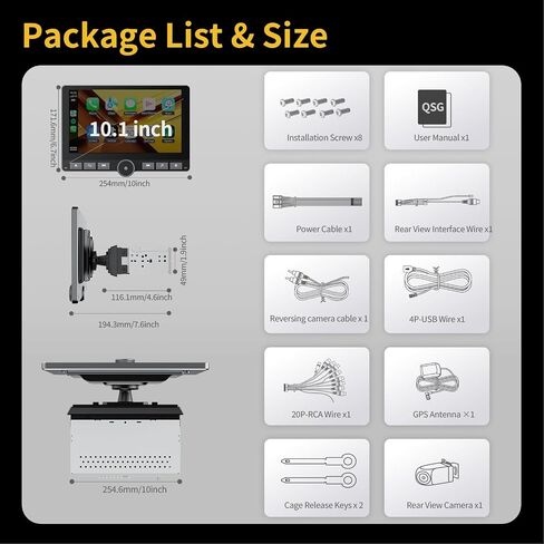 Haudio 10.1 Inch Single Din Car Stereo,Wireless Apple Carplay Android Auto,Android Car Stereo 2G+64G, Built-in GPS/Wi-Fi/Mirror Link, Includes Backup Camera in Saudi Arabia