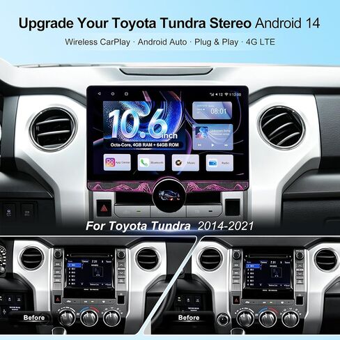 for Toyota Tundra 2014-2021 10.6" Car Stereo Radio Head Unit CarPlay in Saudi Arabia
