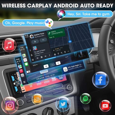 Single Din CarPlay Multimedia Receiver: 6.5" Wireless Android Auto Stereo in Kuwait