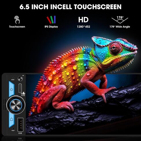 Single Din CarPlay Multimedia Receiver: 6.5" Wireless Android Auto Stereo in Kuwait
