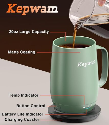Kepwam Heated Coffee Mug T2-Plus, 20oz Large Capacity Longer Battery Life in Kuwait