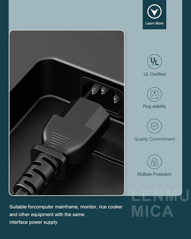 3 Prong TV Power Cord Compatible with Vizio Samsung Sony LG Toshiba Dynex Panasonic Viewsonic LCD TV Universal AC Power Cable Cord 3 Feet in Kuwait