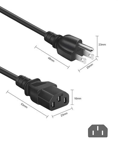 3 Prong TV Power Cord Compatible with Vizio Samsung Sony LG Toshiba Dynex Panasonic Viewsonic LCD TV Universal AC Power Cable Cord 3 Feet in Kuwait