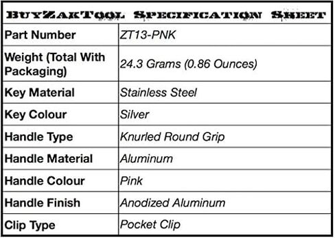 Zak Tool ZT-13-PNK Aluminum Handcuff Standard Cuff Key, Pink in Kuwait