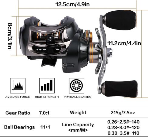 Sougayilang Baitcasting Fishing Reel, 11+1 Shielded Bearings, 18LB Carbon Fibre Drag, 7.0:1 Baitcsters,Magnetic Brake System Fishing Reel in Saudi Arabia