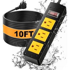 Waterproof Outdoor Power Strip with Extension Cord 6FT, Weatherproof Surge Protector, 3 Shockproof Outlets & Overload Safety Wall Mount Power Strip for Home/Outdoor Patio, Christmas Lights in Saudi Arabia
