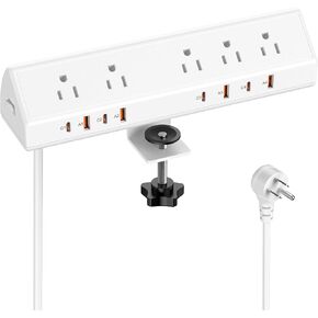VILONG Desk Clamp Power Strip USB C 65W,Edge Mount Outlet,6FT,Black in Saudi Arabia