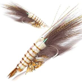 Ultra Realistic Shrimp Flies, Saltwater Fly Fishing Lures for Tarpon, Bonefish, Redfish, Snook (Brown, 6#) in Saudi Arabia