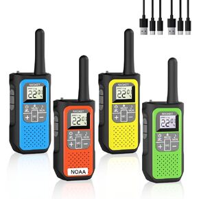 Long Range Walkie Talkies, 4 Pack Rechargeable 2 Way Radios Walkie Talkie with 22 FRS Channel, NOAA Weather Alert, VOX, Built-in 1200mAh Li-ion Battery for Kids Adults, Camping Hiking Cruises in Kuwait