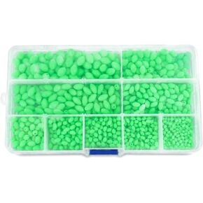 Fishing Beads – Oval Soft Plastic Luminous Beads Kit for Saltwater & Freshwater Rigging, Non-Slip Design with Storage Box (Green, 9 Sizes Included)‌ in Saudi Arabia