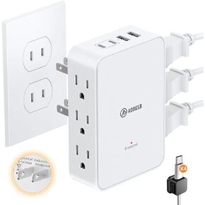 2 Prong to 3 Prong Outlet Adapter, 3 Sided 6 Outlet, PD 20W USB C in Saudi Arabia
