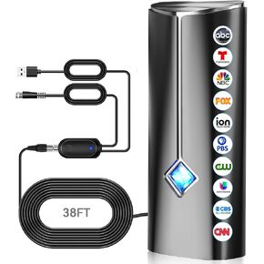 2026 Strongest TV Antenna, 5000+ Miles Range Digital Antenna for Smart TV Indoor Outdoor with Amplifier, 360° Reception HDTV Antenna for Local Channels Supports 8K,4K,1080P for All TVs-38FT Coax Cable in Saudi Arabia