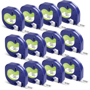 12-Pack Replace for Dymo LetraTag Label Maker Refills 91330 Black on White in Saudi Arabia