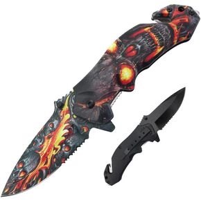 Toy Boxes 8.5" UV Printed Spring Assisted Pocket Knife Tactical Survival Folding Knives (Skull) in Kuwait