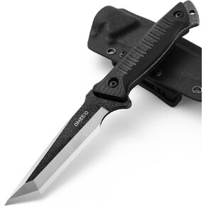 Omesio Tanto Tactical Fixed Blade Knife, Full Tang 420 Steel, Black in Saudi Arabia
