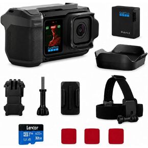 كاميرا GoPro Mission 1 PRO المدمجة للسينما، كاميرا مقاومة للماء تحت الماء مع فيديو 8K60، مستشعر 1 بوصة، صور 50 ميجابكسل، حركة بطيئة 1080p960، تثبيت HyperSmooth، حزام الرأس، 32 جيجابايت SD in Kuwait