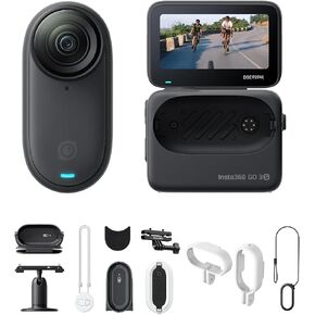 Insta360 GO 3S Cycling POV Bundle - 128 GB Black 4K Tiny Portable Vlogging Camera, Hands-Free POVs, Mount Anywhere, Stabilization, 140 Min Battery Life, 10m Waterproof, Pet POV, Black in Saudi Arabia