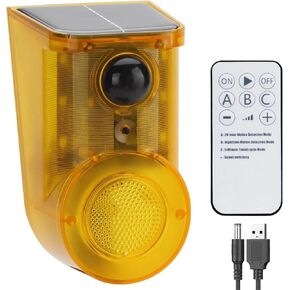 Solar Motion Sensor Alarm Outdoor - Dog Barking Alarm with Remote Controller and Volume Adjustment, 14 Sounds Loud Noise Maker Detector, 4 Modes Activated Strobe Light for Yard Farm Villa (1 Pack ) in Saudi Arabia