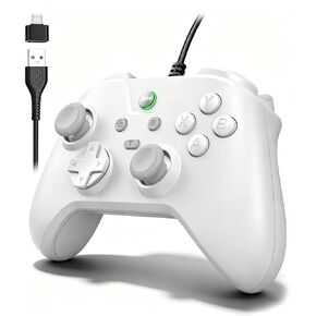 Wired Controller for PC Windows/Android/Tablet/Switch/PS4/PS3, 1000Hz Polling Rate Plug and Play Gaming Gamepad Joystick with USB C Adapter, Dual Motors, Turbo, 6.56ft Cable, Ultra-Low Latency, Black in Saudi Arabia