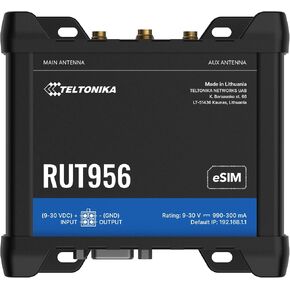 Teltonika RUT956 RUT956A30A00 Industrial 4G LTE Cellular Router, Dual SIM with eSIM, Wi-Fi & Ethernet, RS232/RS485, GNSS, Compatible with AT&T, Verizon & T-Mobile, North America Version in Saudi Arabia