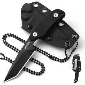 Omesio Small Tanto Fixed Blade Neck Knife, D2 Steel Blade with G10 Handle in Saudi Arabia
