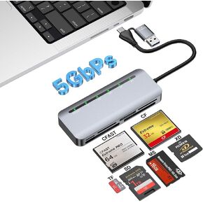 قارئ بطاقات CFexpress من النوع B 2 في 1 وحامل بطاقات الذاكرة، قارئ USB-C 3.2 الجيل الثاني عالي السرعة بسرعة 10 جيجابت في الثانية، 3 فتحات قراءة متزامنة لـ CFE-B/SD/MicroSD، منظم متين للمصورين in Kuwait