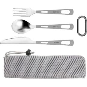 OUTXE Titanium Flatware Knife Fork Spoon Set Lightweight Ti Camping Utility Cutlery Set with Carrying Bag for Traveling Picnic Hiking in Saudi Arabia