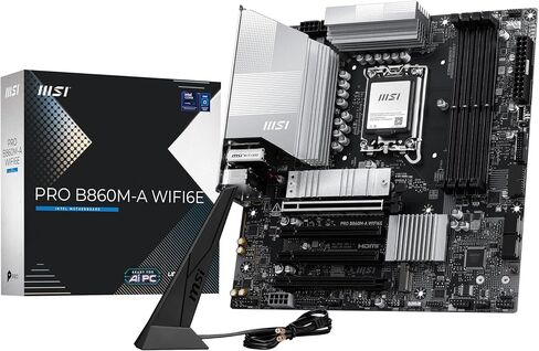 MSI PRO B860M-A WIFI6E Motherboard, mATX - Supports Intel Core Ultra Processors (Series 2), LGA 1851-12 DRPS, DDR5 Memory Boost (8800+ MT/s OC), PCIe 5.0 x16 & 4.0 x16, M.2 Gen5, Wi-Fi 7, 5G LAN in Saudi Arabia