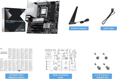 MSI PRO B860M-A WIFI6E Motherboard, mATX - Supports Intel Core Ultra Processors (Series 2), LGA 1851-12 DRPS, DDR5 Memory Boost (8800+ MT/s OC), PCIe 5.0 x16 & 4.0 x16, M.2 Gen5, Wi-Fi 7, 5G LAN in Saudi Arabia
