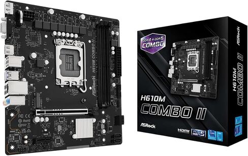 ASRock H610M Combo II Micro-ATX Motherboard, Supports Intel 14th/13th/12th Gen Core Processors (LGA1700), Combo Slot Design (DDR5 & DDR4), PCIe 5.0, Ultra M.2, Triple Display in Saudi Arabia