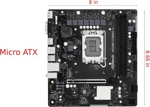 ASRock H610M Combo II Micro-ATX Motherboard, Supports Intel 14th/13th/12th Gen Core Processors (LGA1700), Combo Slot Design (DDR5 & DDR4), PCIe 5.0, Ultra M.2, Triple Display in Saudi Arabia