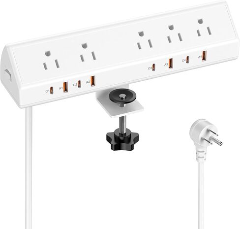 VILONG Desk Clamp Power Strip USB C 65W,Edge Mount Outlet,6FT,Black in Saudi Arabia