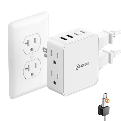 Flat Outlet Extender with 4AC Side Outlet,Multi Plug with 20W USB C in Saudi Arabia
