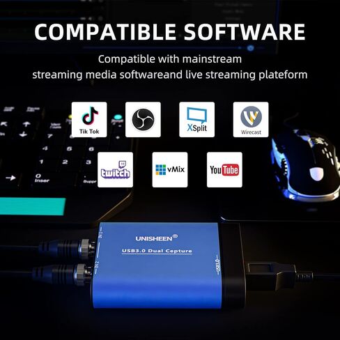 USB 3.0 SDI Dual Input Capture Card, 1080P Video Broadcast Game Live Stream, SDI to USB 3.0 HD Live Streaming Video Grabber Converter Free Driver in Saudi Arabia