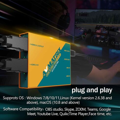 Avmatrix SDI/HDMI to USB3.0 Video External Capture Card for Streaming, Uncompressed (YUY2) 1080P60 Play and Pluy for Church Live Streaming Tele-Conference Tele-Education (UC1218-4K PRO) in Saudi Arabia