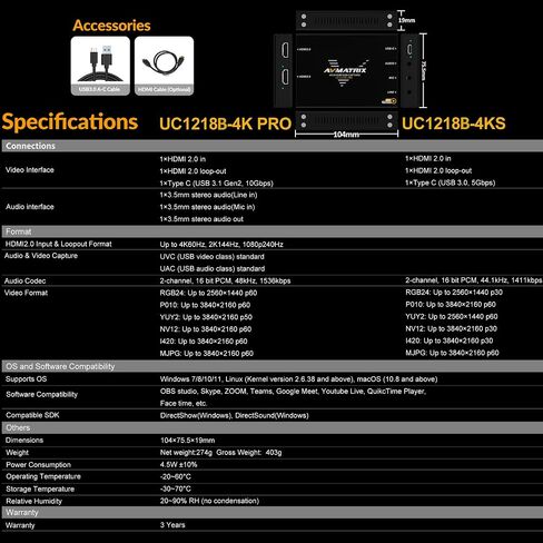 AVMATRIX 4K60 HDMI2.0 to USB 3.1 Game Capture Card for PS5/Switch Streaming in Saudi Arabia
