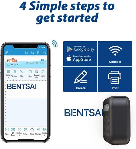 BENTSAI B10 Mini Handheld Printer Portable Printer Mini Inkjet Printer Wirless WiFi Printer with iOS/Android APP for DIY Printing Tshirt Printing QR Code Date Picture Printing (Yellow) in Saudi Arabia