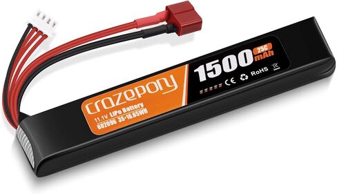 11.1V Airsoft Battery 3S LiPo 1500mAh with T-Plug for Airsoft Model Rifle in Kuwait