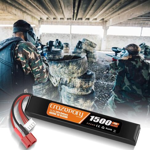 11.1V Airsoft Battery 3S LiPo 1500mAh with T-Plug for Airsoft Model Rifle in Kuwait