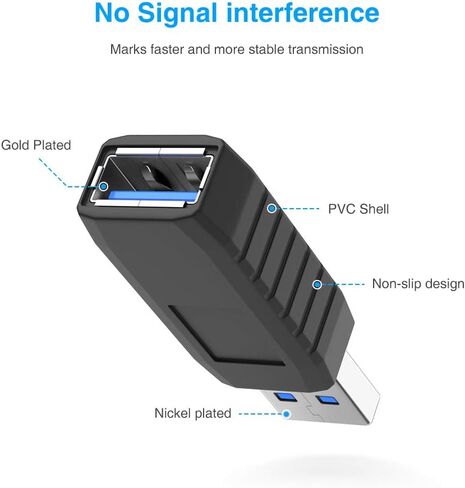 ELUTENG USB مقرنة ذكر إلى أنثى 4 حزم USB 3.0 نوع A محول Superspeed 5Gbps USB منفذ تمديد موصل جسر متوافق مع الكمبيوتر المحمول طابعة القرص الصلب الكاميرا in Kuwait