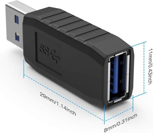 ELUTENG USB مقرنة ذكر إلى أنثى 4 حزم USB 3.0 نوع A محول Superspeed 5Gbps USB منفذ تمديد موصل جسر متوافق مع الكمبيوتر المحمول طابعة القرص الصلب الكاميرا in Kuwait