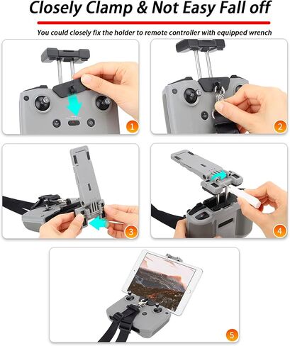 RC-N1 Remote Control Tablet Holder Mount for DJI Mini 3/Mini 3 Pro/Mavic 3/Air 2S/Mavic Air 2/Mini 2 Drone Controller Accessories 7.9-11'' Extended Smartphone Clamp Bracket with Lanyard Strap in Kuwait